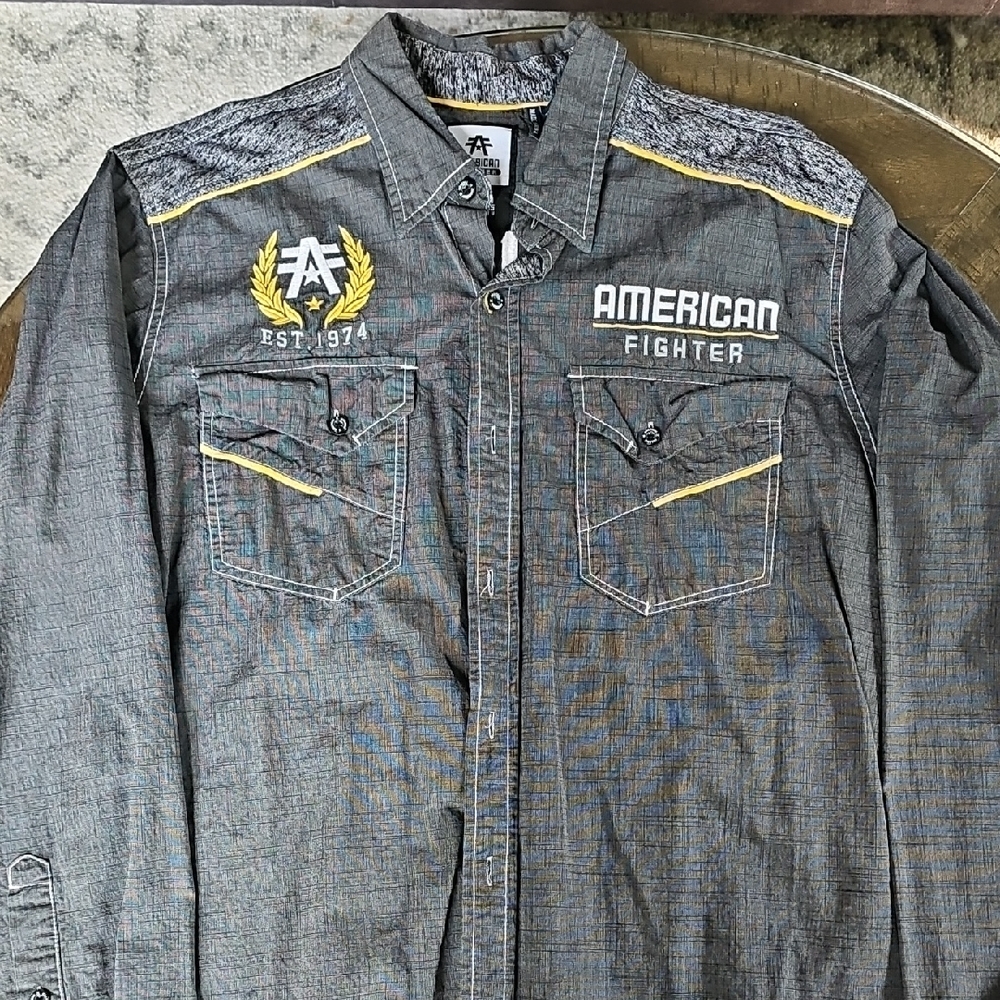 American Fighter Gray Lightweight Jacket with Embroidered Details